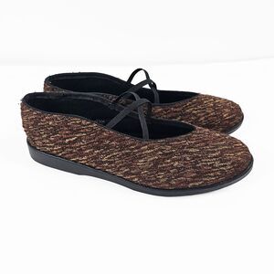 Apropos Ballet Mary Jane Brown Woven Fabric Size 8.5 Flats